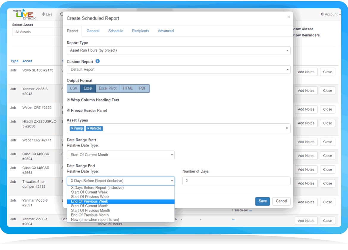 schedule reports gps system